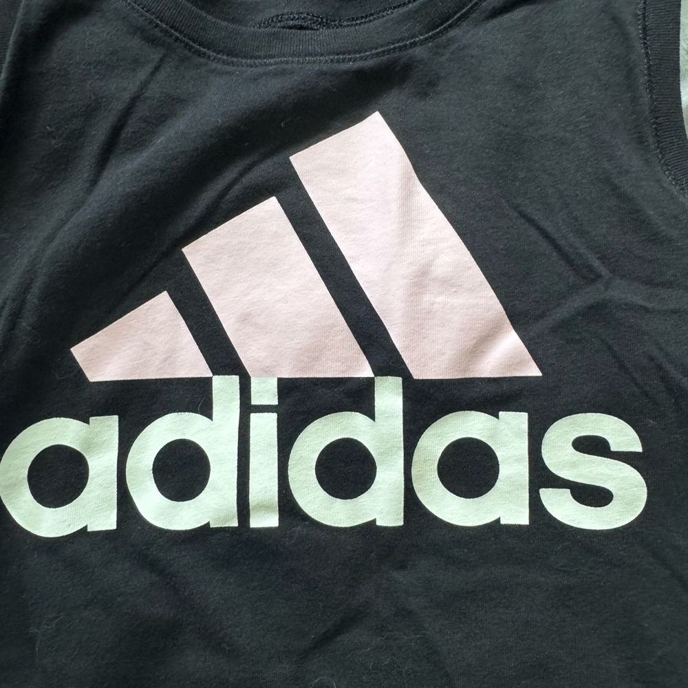 Adidas Black and Pink Short Sleeve Tee